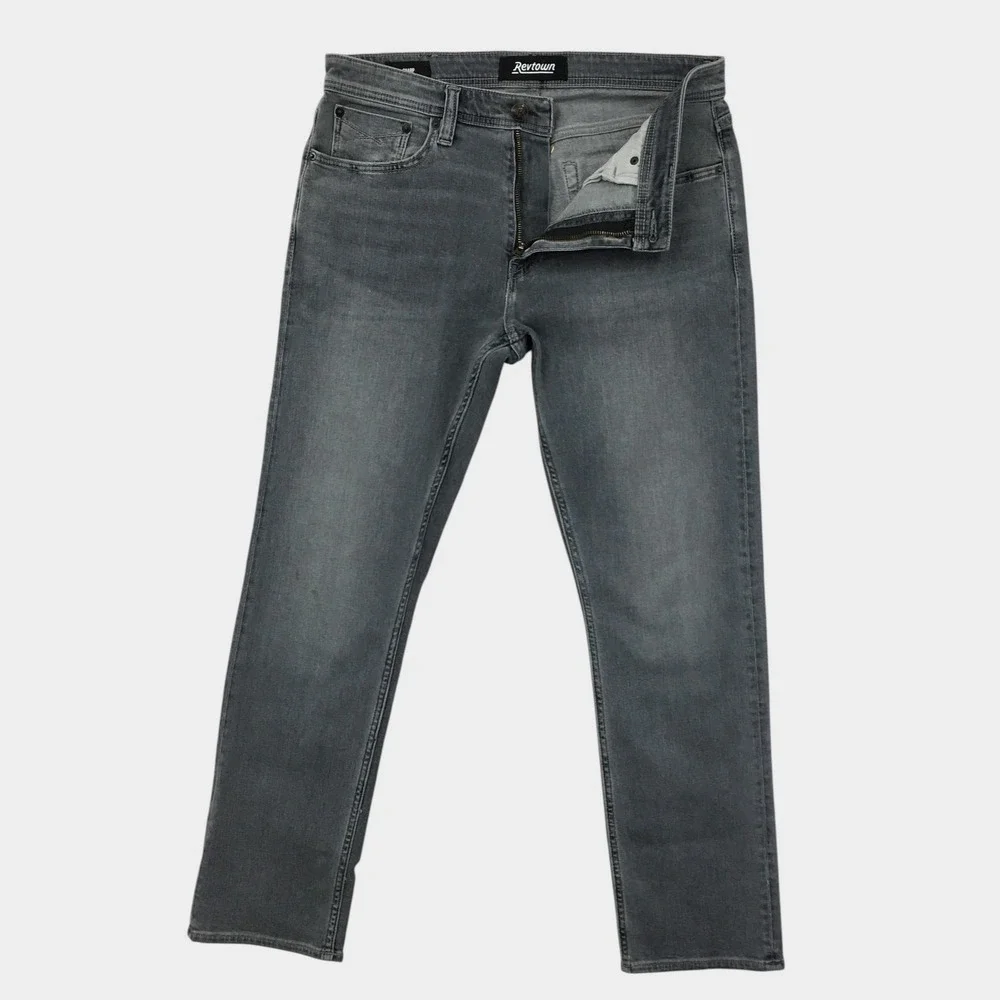 Revtown Sharp Decade Denim Jeans Mens 32x30 Gray Slim Straight Stretch Pants